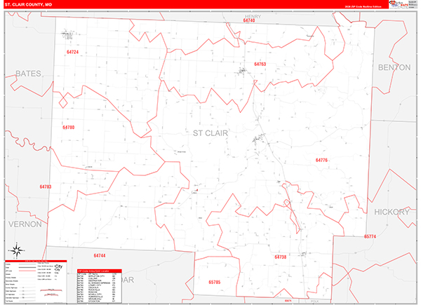 St. Clair County, MO Zip Code Map